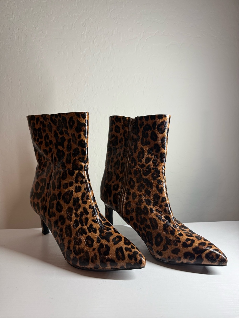 Leopard Print Ankle Boots - Brown Leopard Women's Boots